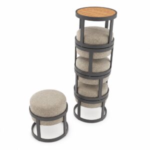 STAY Compact Set 5 – stapelbart loungeset i ljusgrå med kol ram